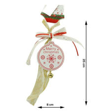 Medallion fa dísz, Flippy, fehér, fa, 25 cm karácsonyi dekoráció