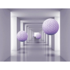  Média Alagút lila golyókkal mintás öntapadó és mosható fali tapéta, 270 x 200 cm