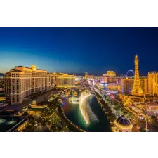  MÉDIA City35 Vászonfestmény, Las Vegas-i éjszaka, 105 x 70 cm grafika, keretezett kép