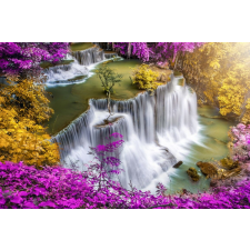  MÉDIA Fotótapéta, Vízesés az erdőben 45, 270 x 200 cm, Lila-Sárga tapéta, díszléc és más dekoráció