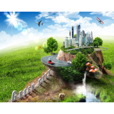  MÉDIA Matrica, 270 x 200 cm, Zöld város tapéta, díszléc és más dekoráció