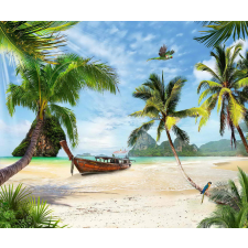  MÉDIA matrica tapéta, strand, csónak, papagáj, 220 x 135 cm tapéta, díszléc és más dekoráció