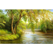  Média Nyári erdő, tó mintás vászonfestmény 2, 105 x 70 cm grafika, keretezett kép