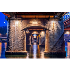  MÉDIA Öntapadó fotótapéta, 270 x 200 cm, Híd éjszaka Szöulban tapéta, díszléc és más dekoráció