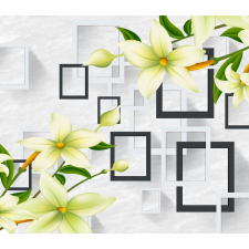  MÉDIA tapéta, liliom fekete-fehér négyzetekkel modell, 135 x 225 cm tapéta, díszléc és más dekoráció