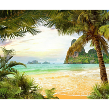  Média tapéta, strand, pálmafák, sziklák, 220 x 135 cm tapéta, díszléc és más dekoráció