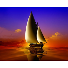  MÉDIA tapéta, yacht hajóút, naplemente, 270 x 200 cm tapéta, díszléc és más dekoráció