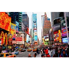  MÉDIA vászonfestmény, Time Square nappal, 105 x 70 cm grafika, keretezett kép