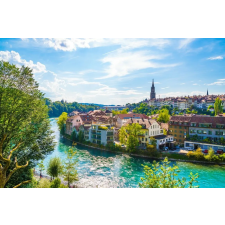  MÉDIA vászonkép, Város- Bern, 105 x 70 cm grafika, keretezett kép