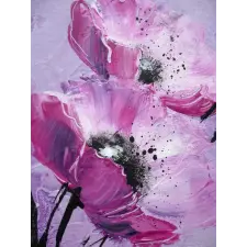  MÉDIA Virágok vászonkép, pipacsok, lila, festmény, 70 x 105 cm grafika, keretezett kép