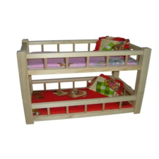 Medito Fa emeletes ágy, natúr, ágyneművel, 40x33 cm, fóliában játékbaba felszerelés