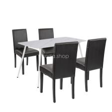  Megan 4+1 étkező garnitúra fehér-fekete bútor