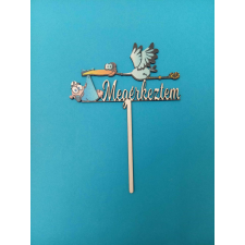  Megérkeztem, gólya fiú babával fa tortabeszúró,tortadísz sütés és főzés