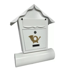  MÉLIA Szórólaptartós Postaláda, Házikó forma, Fehér postaláda