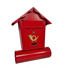  MÉLIA Szórólaptartós Postaláda, Házikó forma, Piros postaláda