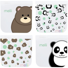 Melii Panda és Medve újrafelhasználható uzsonnás tasakok, 4 db uzsonnás doboz