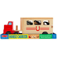 Melissa & Doug fa járművek - Lószállító autó kiegészítőkkel autópálya és játékautó