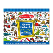 Melissa &amp; Doug Kreatív játék, Matricagyűjtő füzet 500 matricával, dinó, járművek, univerzum kreatív és készségfejlesztő