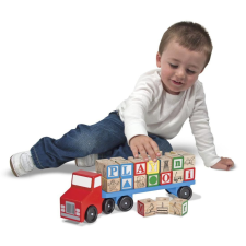 Melissa and Doug Fa készségfejlesztő játék, betűszállító teherautó kreatív és készségfejlesztő
