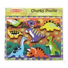 Melissa & Doug Fa készségfejlesztő játék, Könnyen megfogható puzzle, dínók puzzle, kirakós