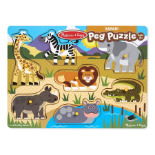 Melissa & Doug fa készségfejlesztő játék, puzzle fogantyúval, szafari puzzle, kirakós