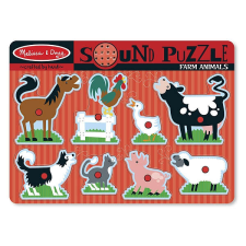 Melissa & Doug Fa kirakós játék hangokkal Állatok a farmról puzzle, kirakós