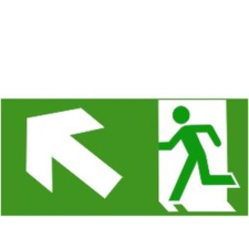  Menekül lépcsőn balra fel - műanyag, 200*100mm információs tábla, állvány