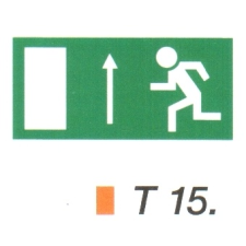 Menekülési út fölfelé, ajtó balra t 15 információs címke