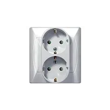 Mentavill Földelt dugalj, dupla, komplett, gyermekvédelem (Akcent) fehér villanyszerelés