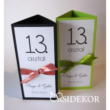  Menüháromszög és asztalszám 2 az 1-ben, szalaggal díszítve dekorációs kellék