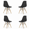 Mercaton 4 db Mercaton Acerenza szék, skandináv stílusú, bükkfa lábakkal, fém váz, PP ülés, maximum 120 kg, 46 x 54 x 82 cm, fekete, fekete