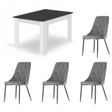 Mercaton Étkezőasztal/nappali + 4 szék Imola, Mercaton, fa, fekete-fehér, 120x80x75 cm bútor