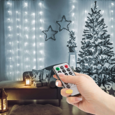 Mercaton Fényfüggöny - 100 mikro-LED - hideg fehér - 3 x 1 m - 230V - távirányítóval karácsonyfa izzósor