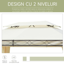 Mercaton Kerti/terasz pavilon, fémvázas, függönyös, krémszínű, 4x3x2,80 m kerti bútor