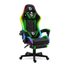 Mercaton RGB LED gamer szék - karfával, párnával - fekete/zöld forgószék