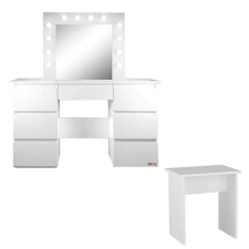 Mercaton WC-asztal + széklet, fehér, tükörrel és LED-del, Vanessa, 130x43x143 cm bútor