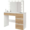 Mercaton Wotan fésülködőasztal, fehér és tölgyfa, tükörrel és LED-del, Irina, 94x43x141 cm