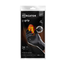 Mercator GoGrip Black púdermentes nitril védőkesztyű fekete 4db védőkesztyű
