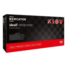 Mercator Ideall Moto vastagított, hosszított, polimerizált és textúrált púdermentes nitril védőkesztyű fekete 100db