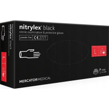 Mercator Medical Gumikesztyű Mercator Nitrylex Nitril Púder Nélküli, Fekete L (RD30104004) védőkesztyű