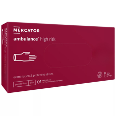 Mercator Medical Zrt MERCATOR AMBULANCE HIGH RISK latex púdermentes kék,vastag vizsgálókesztyű S,50 db/doboz