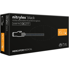 MERCATOR nitrylex black púdermentes nitril kesztyű XS 100db - Fekete gumikesztyű gyógyászati segédeszköz