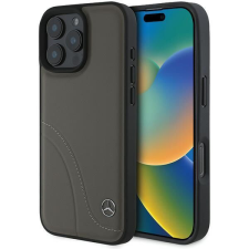 Mercedes MEHCP16X23RBCSB MB Curved Stitches Leather keménytok iPhone 16 Pro Max - barna tok és táska