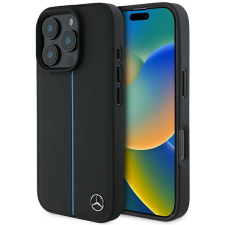 Mercedes MEHMP16L23RURBK MB Blue Line Leather MagSafe keménytok iPhone 16 Pro - fekete tok és táska