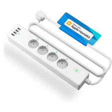Meross MSS425FHK 4 aljzat elosztó 4x USB 1.8m fehér kapcsolós védett hosszabbító, elosztó