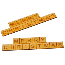  Merry Christmas scrabble tábla natúr fa 13,5cm 2db-os dekorációs kellék