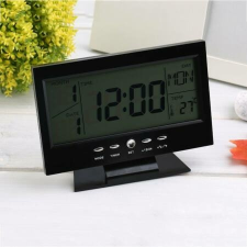 Mery style shop kft Digitális óra LCD kijelzővel és hangvezérléssel, hőmérő funkcióval DS-8082 - Fekete ébresztőóra