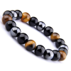 Mery style shop kft Hármas védelem karkötő tigrisszem, ónix és hematit ásványokból - fekete
