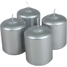 Metál henger gyertya 60x80mm ezüst 4db/csom (db ár) gyertya