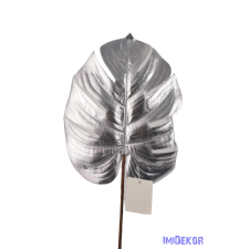  Metál selyem levél 50cm - Ezüst dekorációs kellék